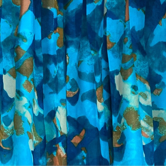 Calvin Klein Sleeveless Pleated Shift Dress Size 10 Turquoise Multicolor Print - Picture 10 of 14